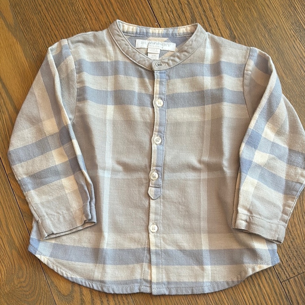 Burberry Blue and Cream Casual Button Down Shirt